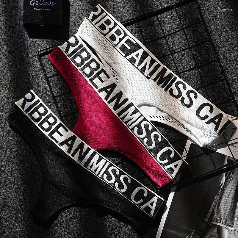 

Women's Panties Women's Sexy Seamless Sports Fitness Letters Hollow Mesh Low Waist Briefs Thongs Women Underwear