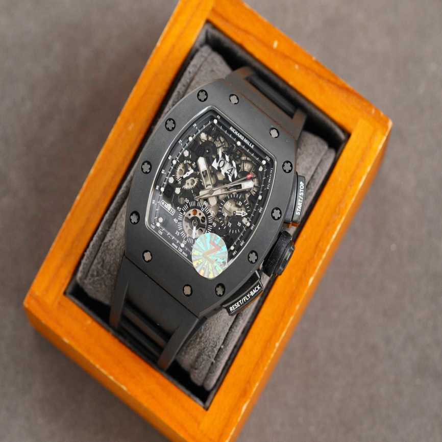 

Fantastic Mechanical R i c h a r d Luxury Super style Male wrist watches RM11 RM11-03 5TBL designer High-end quality TPT Carbon Fiber bezel for men waterproof DH1Q, Black