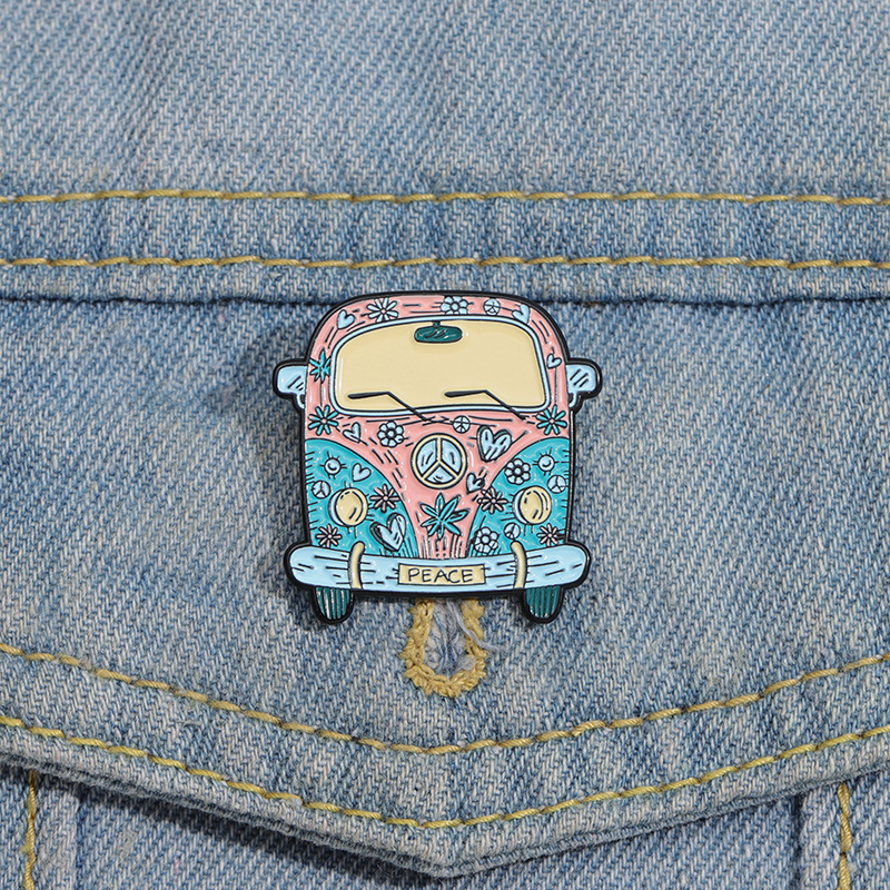 

travel bus brooch Cute Anime Movies Games Hard Enamel Pins Collect Cartoon Brooch Backpack Hat Bag Collar Lapel Badges, As picture