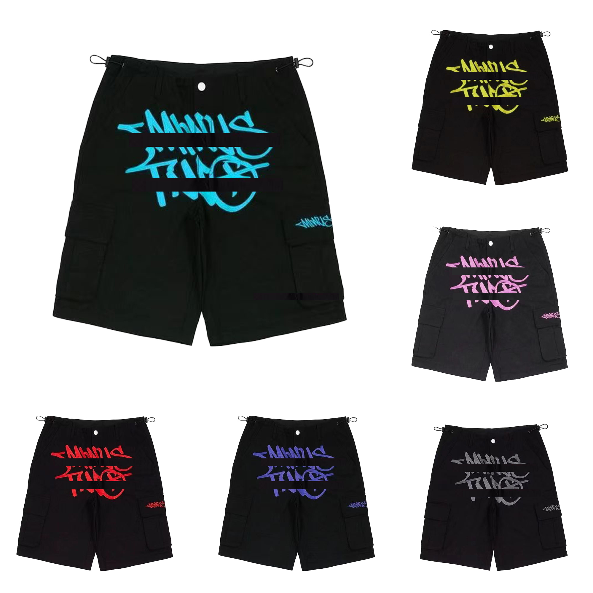 

Designer men's new European and American patchwork print wide-leg pants corset shorts summer casual Harajuku hip hop punk rock gothic basketball track streetwear, 05