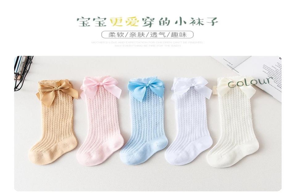 

10PAIRS20PCS Bow Girls For LONG SUMMER MESH Socks Cotton Infant Newborn Socks Toddler Princess Girls Knee High Socks8906338, Yellow