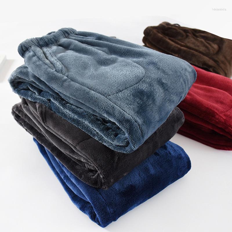 

Men's Sleepwear Men's Man Thick Flannel Pajamas Pants High Waist Sleep Fleece Comfortable Winter Warm Loose Straight Home Wear Trousers