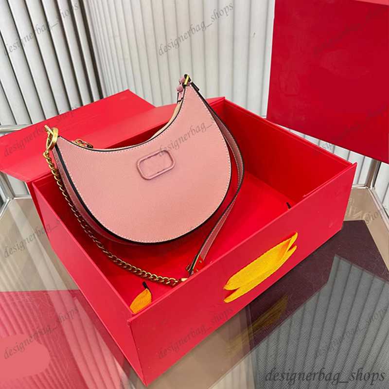 

Shoulder bag summer new half-moon bag designer bag minimalist casual crossbody bag, chain combined with leather shoulder strap half-moon bag 230425, Red
