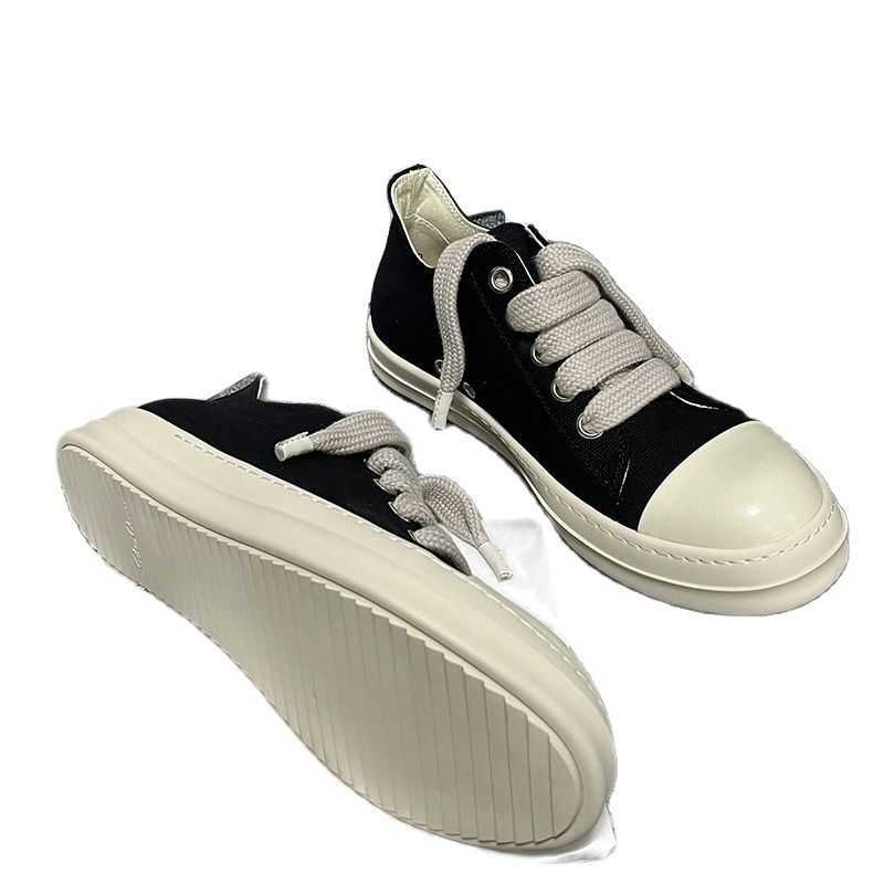 

Casual Men's Rick Shoes Thick Bottom Wide Low-top Canvas RO Owens Women's Sneakers QPBD, Black