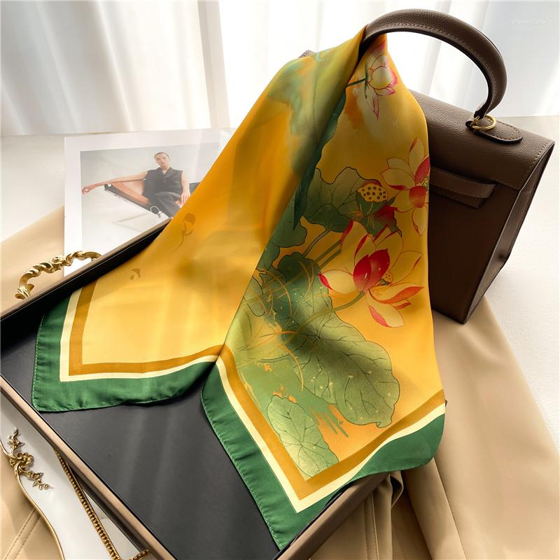 

Scarves Luxury Square Scarf For Women Shawl Silk Satin Fashion Neckerchief Hair Bands Ribbon Female Headband Bandana Wrist Wraps Foulard