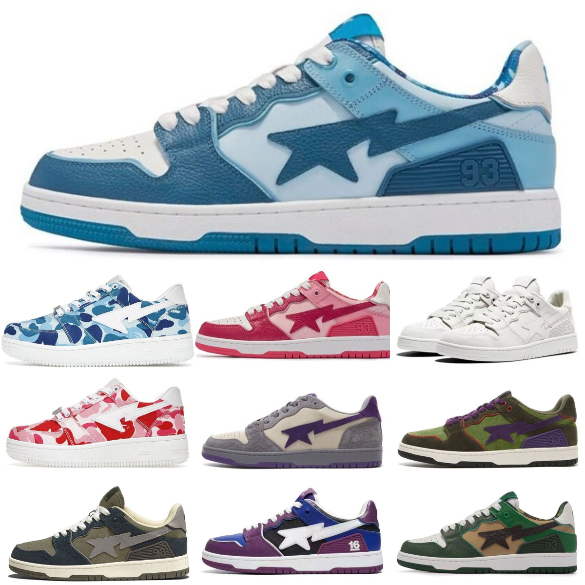 

Designer Casual Shoes Womens Mens shoe Patent Leather Black Color Camo Combo Pink ABC Camos Blue Grey Orange Green Sneakers Sports Trainers, 44