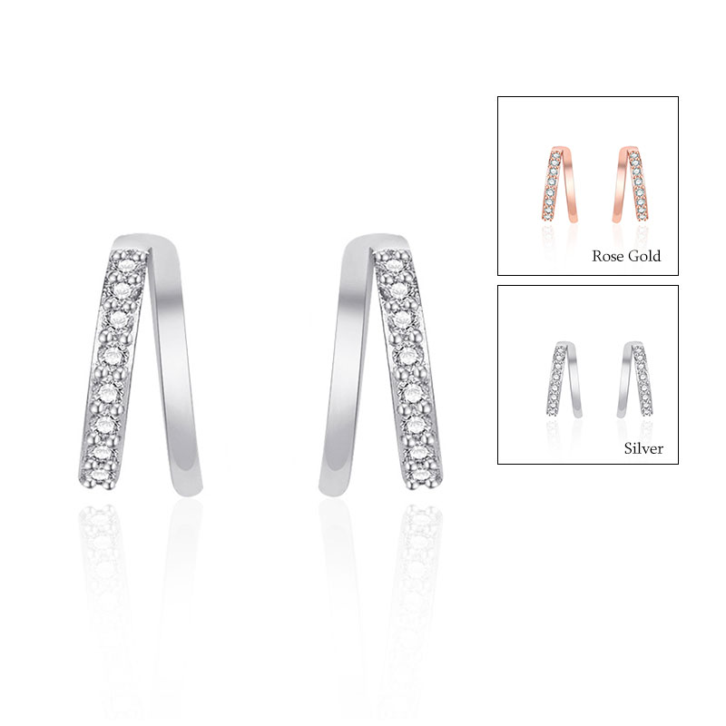 

Classic V Shaped Stud Earrings Pave Setting AAA Cubic Zirconia for Women Rose Gold/Platinum Plated Silver Ear Studs Earring Jewelry Gift