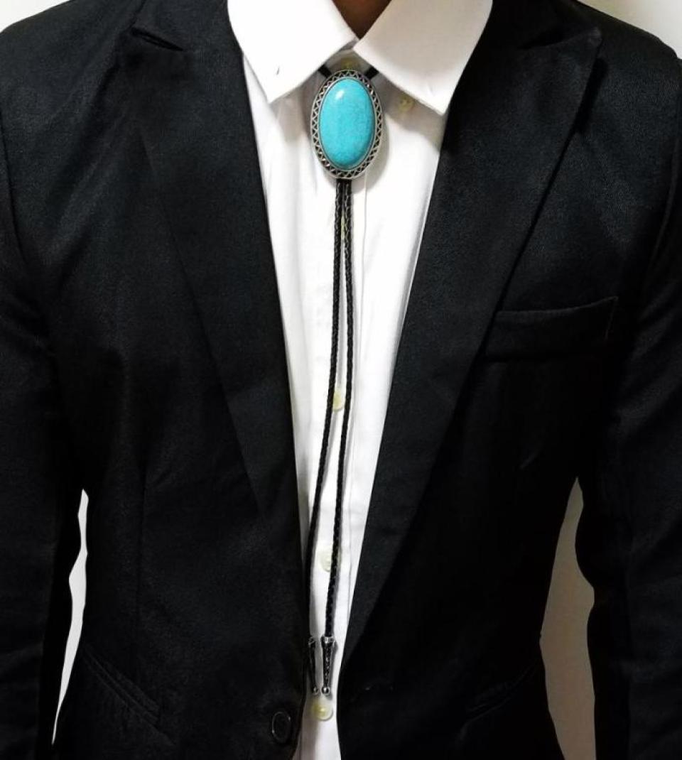 

Bow Ties Naturel Stone Genunie Leather Bolo Tie Native Western Bola Cowboy Cowgirl Rope Zinc Alloy Necktie6976687