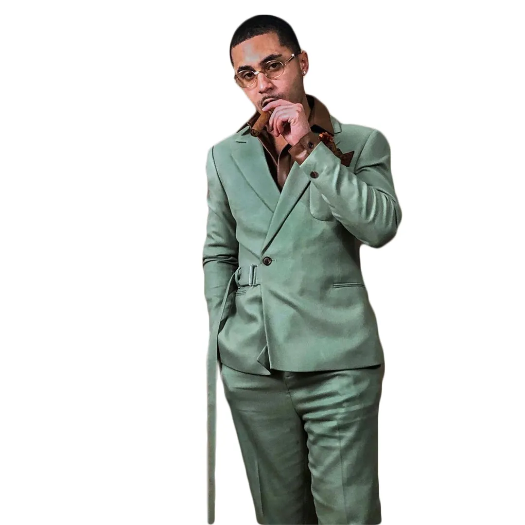 

Unique Designer Men Customized Wedding Tuxedos Red Carpet Groom Wear Dinner Prom Party Blazer (Jacket+Pants), Same as image