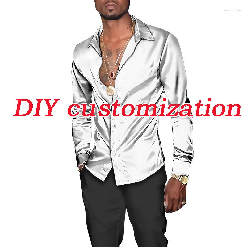

Men' Casual Shirts Men' Clothing Custom Top Shirt Turn-down Collar Button Short/Long Sleeve Cardigan Streetwear Tops DIY, Long sleeve-diy
