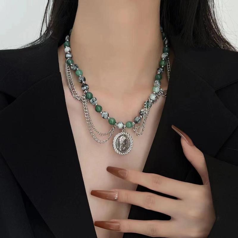

Chains Green Stone Necklace For Women Clavicle