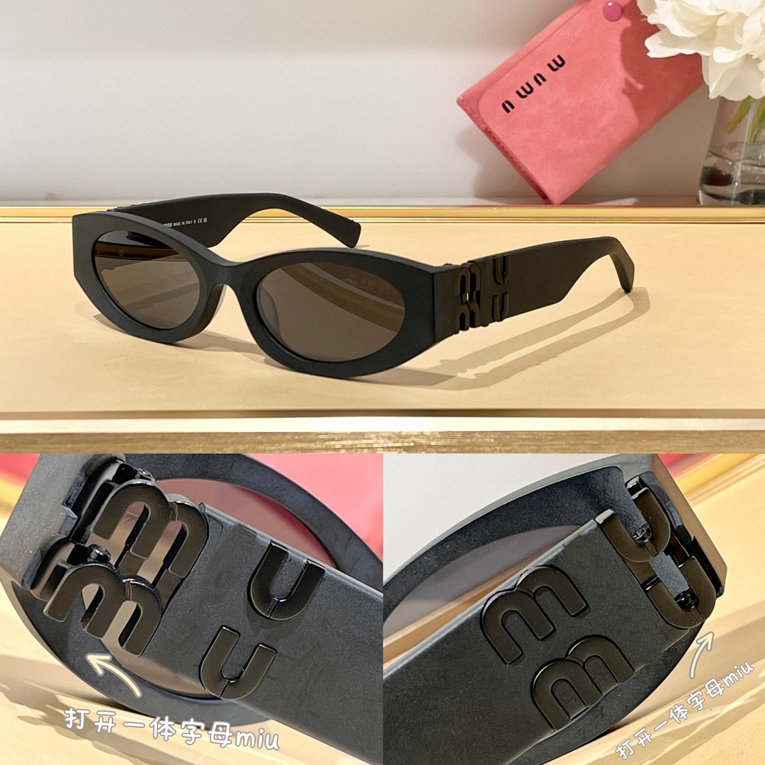 

Oval Miu Sunglasses for Men and Women Designers Vintage Glasses Plate High Beauty Sunglasses with Box