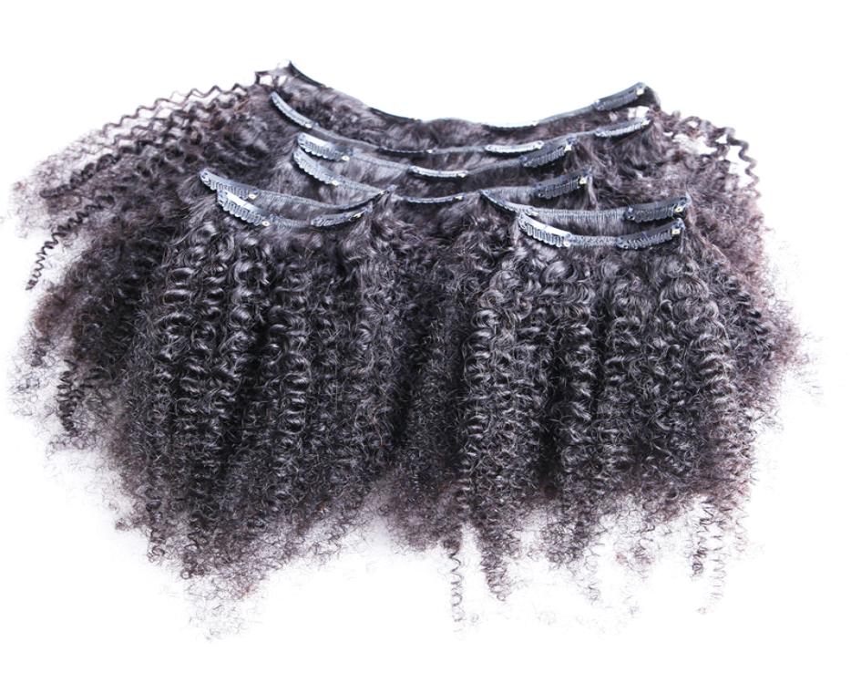 

8pcsset Afro Kinky Curly Wave Human Hair Clip In Hair Extensions 10quot24quot Natural Color 100gSet Clip In Human Hair Exte3735627