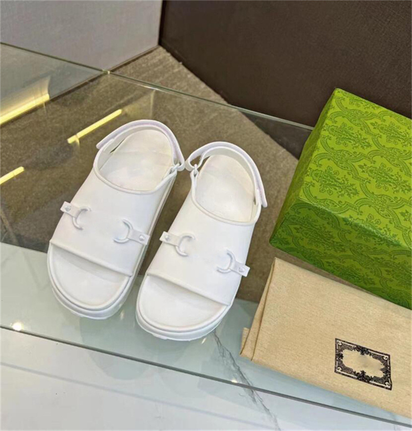 

Luxury Designer Horsebit Flatform Sandals Men Women Thick Bottom Scuffs Beach Summer Slide Anti Slides Dark Blue Non Slip Rubber Sole Slippers With Box