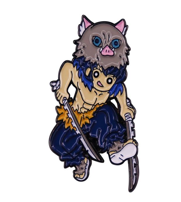 

New Ghost Killing Blade Mouth Flat Inosuke Brooch Horror Anime Wolf Badge Punk Backpack Pin Clothes Bag Jacket Accessories3709639, Red