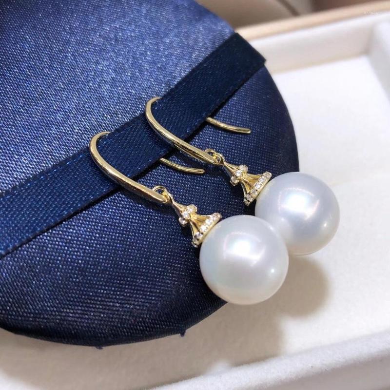 

Dangle Earrings D822 Pearl Fine Jewelry 925 Sterling Silver Round 9-10mm Nature Fresh Water White Pearls Drop Present