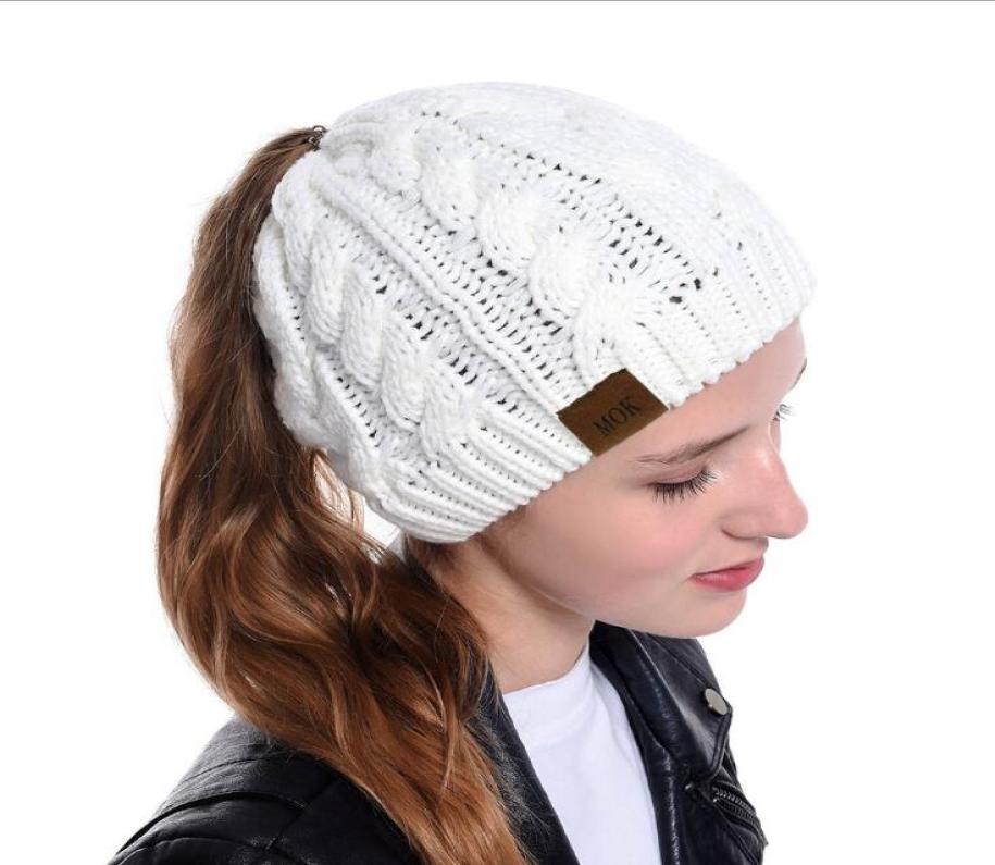 

knitted Ponytail Beanie Solid Warm Hats for Women Knit Skullies Beanies Warm Crochet Beanies Fashion Ladies Outdoor Cotton headban2956868, Black