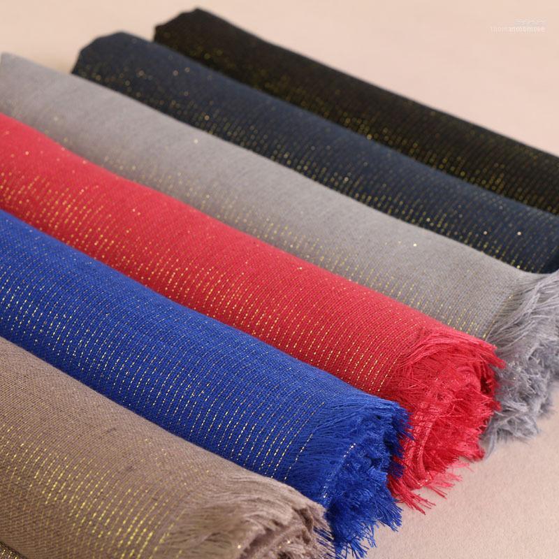 

Scarves Amazon Style Hui Gold Thread Scarf Hair Fringed Shawl VS035 Female Elegant Pure Color1