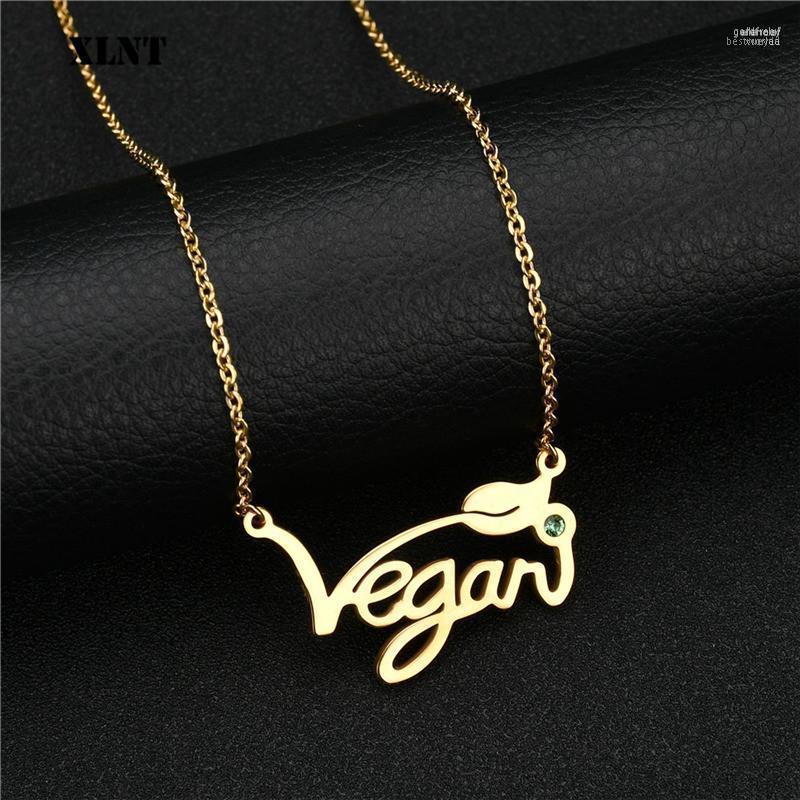 

Pendant Necklaces XLNT Silver Gold Rose Vegan Necklace Letters Vegetarian Choker Jewelry Gift For People Gord22