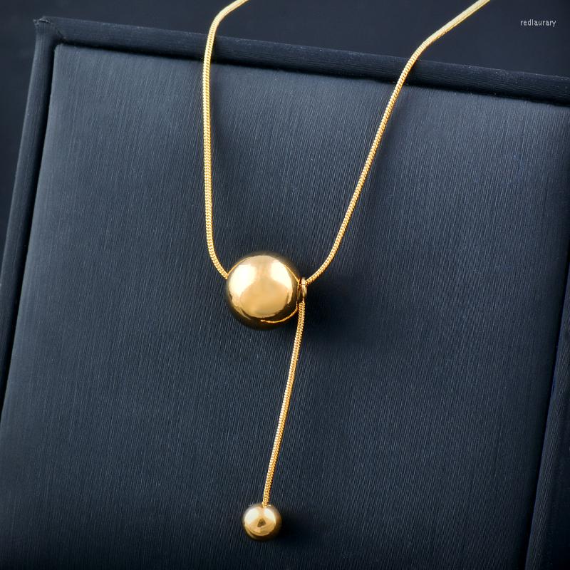 

Pendant Necklaces SINLEERY Stainless Steel Big Metal Ball Necklace For Women Gold Color Choker Chains Fashion Jewelry SSB