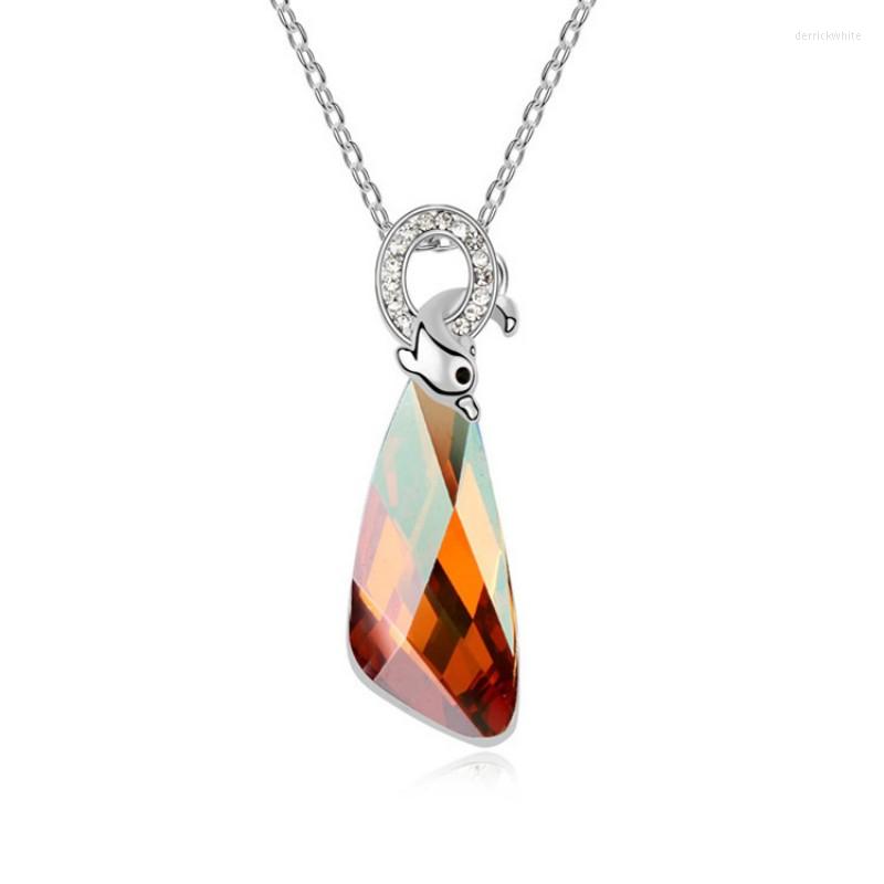 

Pendant Necklaces NL-00467 Austrian Crystal Dolphin Necklace For Women Luxury Non Fading Silver Plated Summer Jewelry Birthday Gift Wife