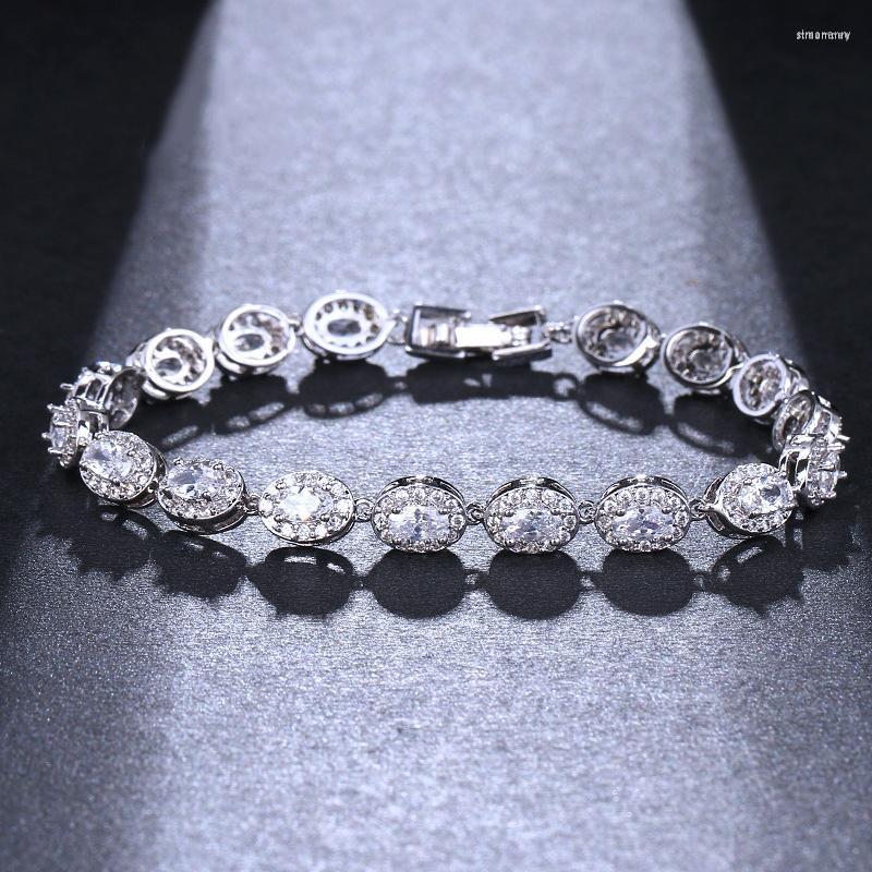 

Strand 2023 Brand Cubic Zirconia Bracelet For Women Charm Luxury Oval Crystal Bracelets Female Jewelry Accessories
