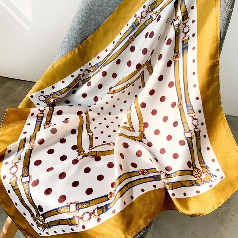 

Scarves Fashion Silk Satin Neck Scarf For Women Dot Print Kerchief Small Shawls Bag Scarfs Female 70 70cm Square Head Ladies