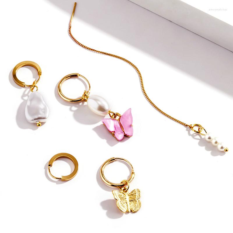 

Dangle Earrings 5Pcs Pearl Butterfly Set For Women Girls Boho Fashion Simple Beaded Tassel Party Wedding Jewelry Gifts