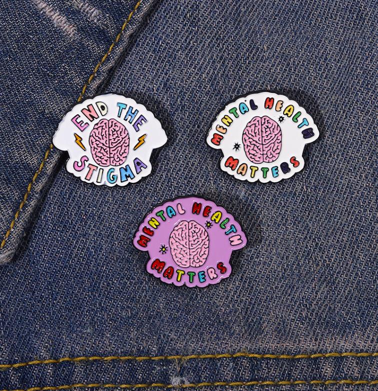 

Mental Health Enamel Pins Custom Brain Brooches Lapel Badges Quotes End the Stigma Jewelry Gift for Kids Friends9179131, Red