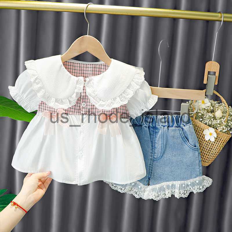 

T-shirts Baby Girl Clothes Shorts Dress 1 2 3 4 Years Lace Princess Fashion Sweet Summer Plaid Bow Shirt Cotton Birthday Puff Sleeve x0628, Pink
