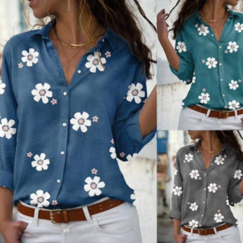 

Women's Blouses Elegant Women's Blouse Casual Shirts 2023 Spring/Summer Long Sleeve Flower Print Temperament Top Lady Office Shirt S-5XL