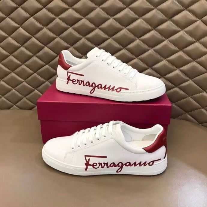 

2022 Classic Feragamos Men's Leisure Trend Versatile Small White Shoes Men's Luxury Genuine Leather Board Shoes Breathable Men's Shoes, 01 red