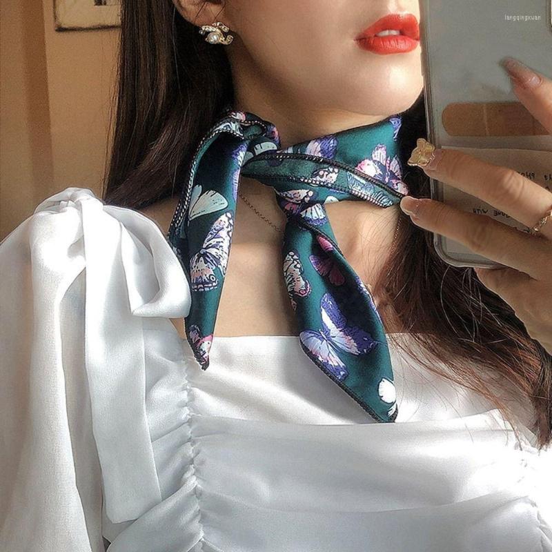 

Scarves Fashionable Small Square Scarf For Women Simple Elegant Neckerchief Tie Flower Printed Shawl Accessories