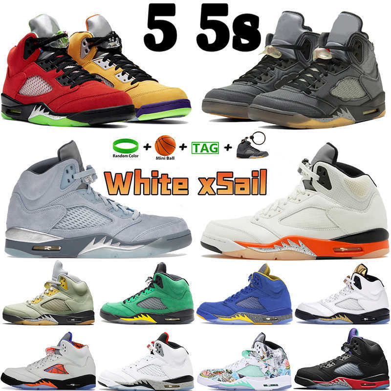 

2023 Top men basketball shoes 5 5s White xSail Bluebird Jade Horizon Racer Blue Shattered Backboard anthracite What The sneakers sports trainers, 27.raging red