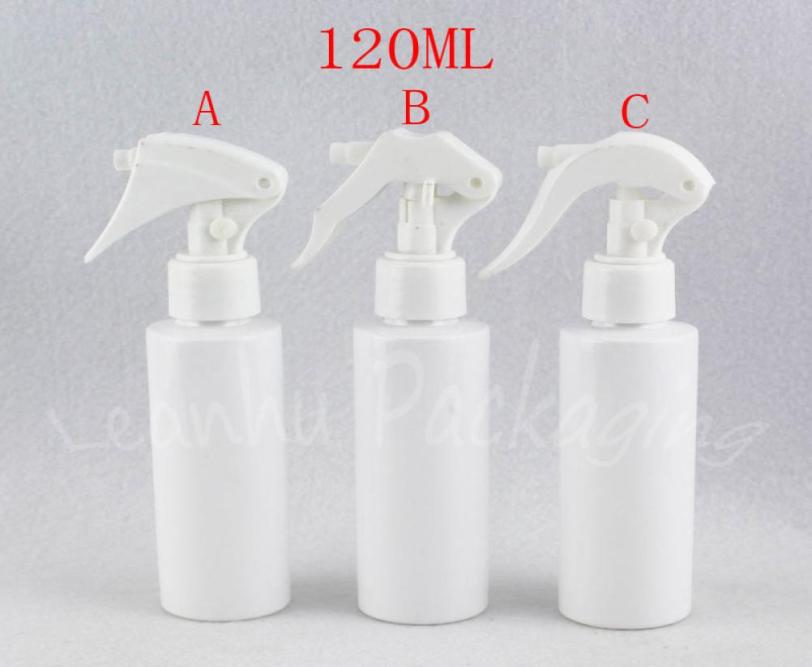 

120ML White Flat Shoulder Plastic Bottle With Trigger Spray Pump 120CC Toner Empty Cosmetic Container1234577