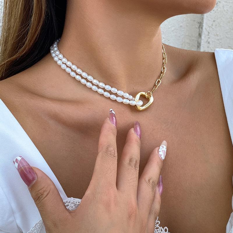 

Chains IngeSight.Z Vintage Imitation Pearl Short Choker Necklaces Asymmetric Gold Color Link Chain Collar Women Neck JewelryChains Gord22
