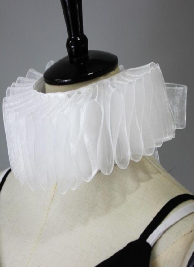 

Womens Renaissance Elizabethan Ruffled Fake Collar Chiffon Retro Clown Neck Ruff X7XC1706442