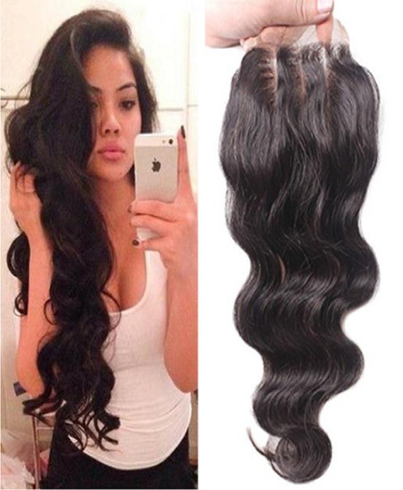 

Large In Stock Middle Three Part 4x4 Front Lace Closure Bleached Knots Body Wave Wavy Natural Color Lace Closure With Baby Ha1117689