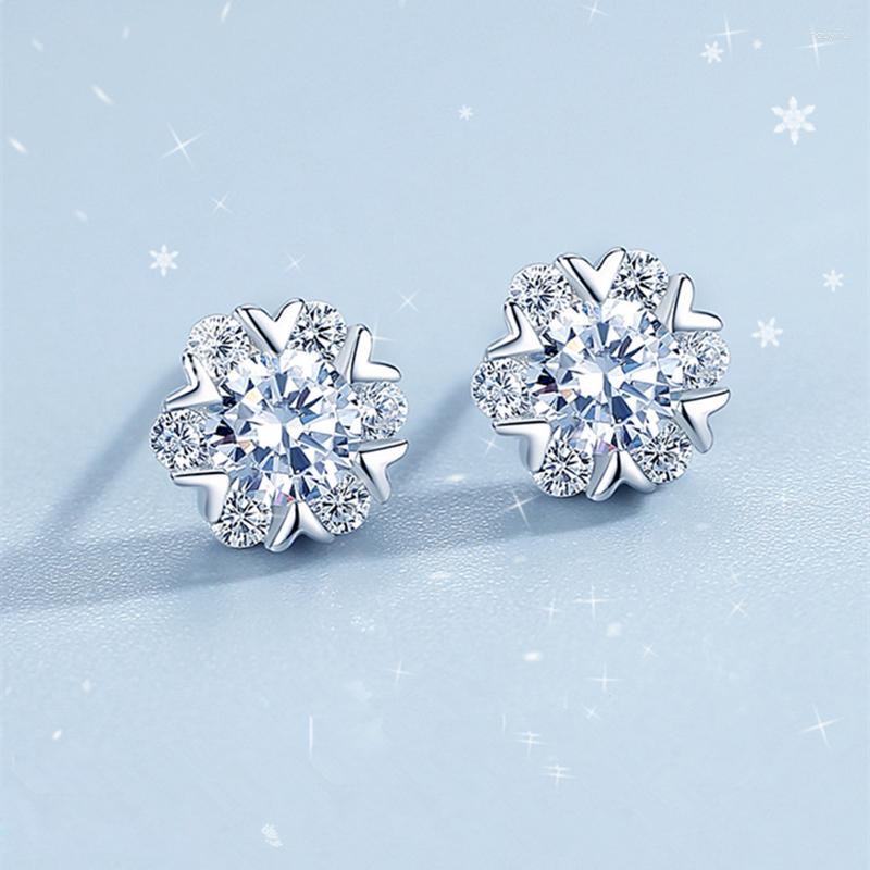 

Stud Earrings Sweet Top Quality Jewelry For Women Girls Gift Zircon Snowflake Flower Star Brincos Oorbellen