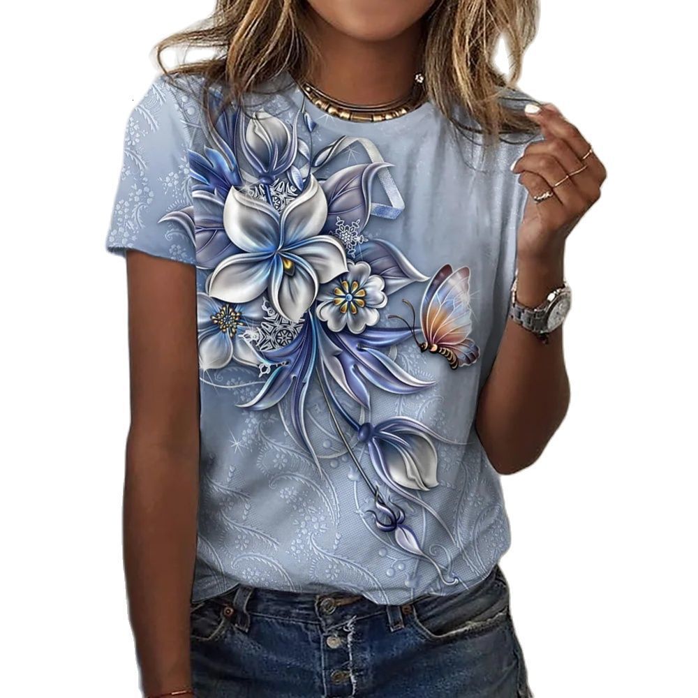 

Women s T Shirt Summer T shirts Flower Graphics Print Female Clothing Oversized Tops Tees Casual Harajuku Fashion O Neck Ladies T Shirts 230628, A01-hh01531