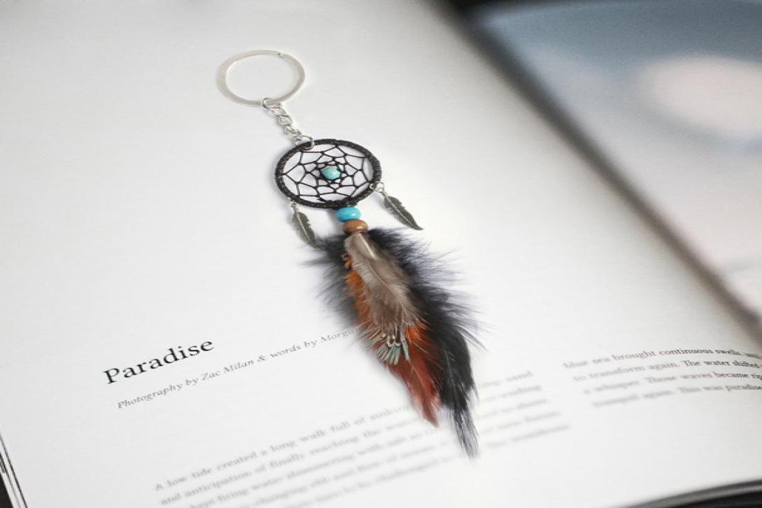 

Mini Dreamcatcher Keychain Car Hanging Handmade Vintage Enchanted Forest Dream Catcher Net Key Chain With Feather Decoration Ornam3221140