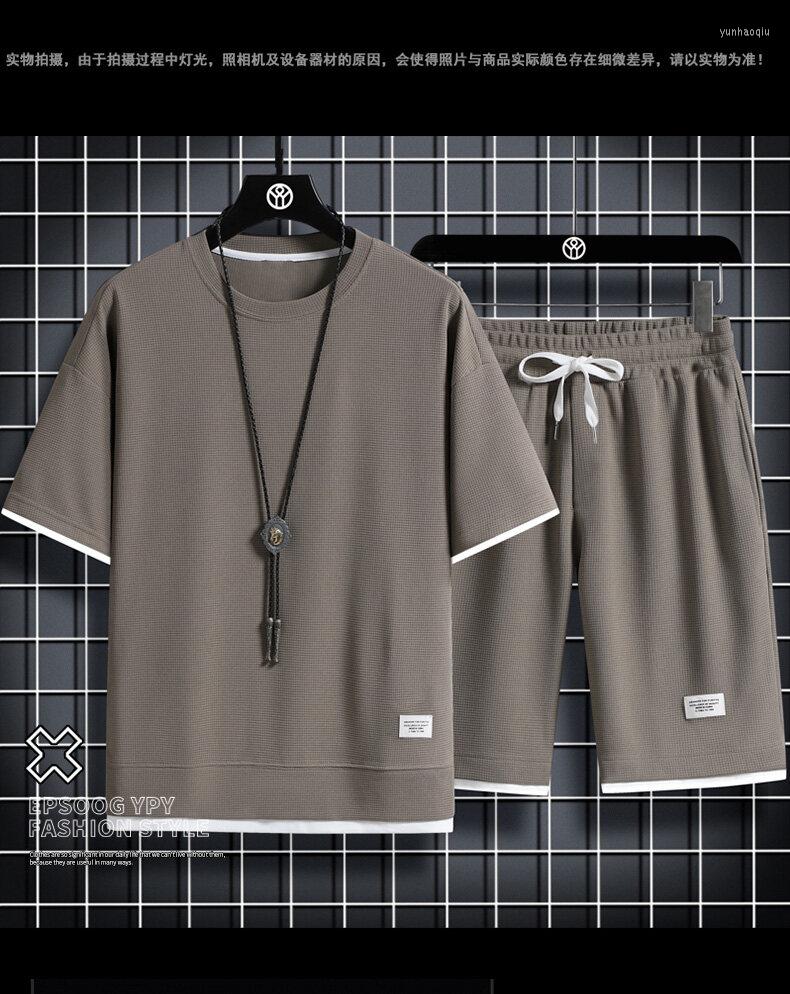 

Men's Tracksuits YaLoo Men's Two-piece Linen Casual T-shirt And Shorts Set Sportswear Fashion Short Sleeved, Black