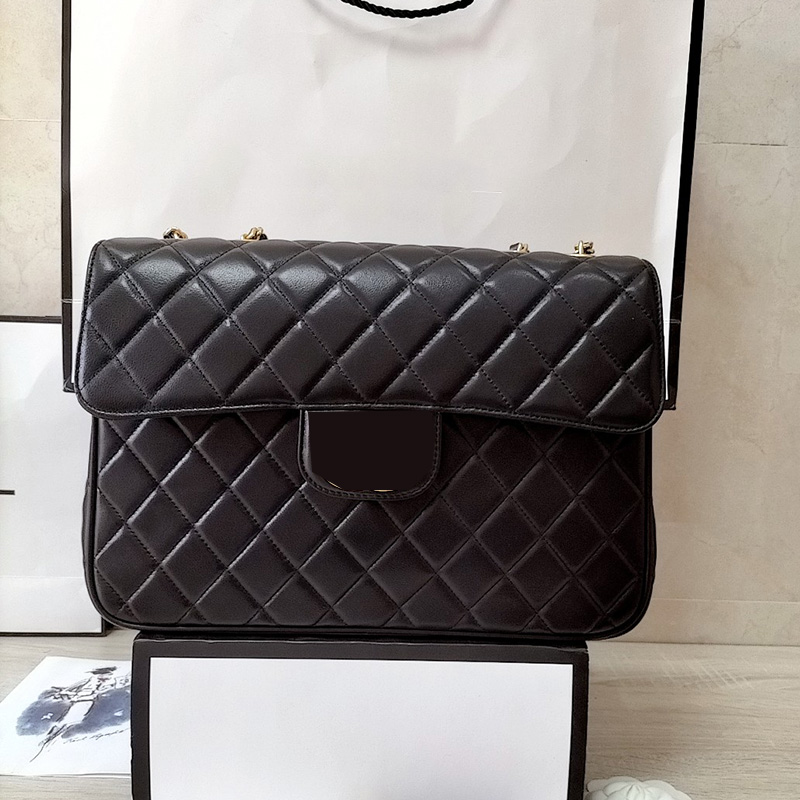 

Womens Vintage Jumbo CF Quilted Bags Designer Flap Matelasse Handbags Gold Metal Hardware Chain Large Capacity Shoulder Crossbody Sacoche With Pouch Purse 30CM, Box