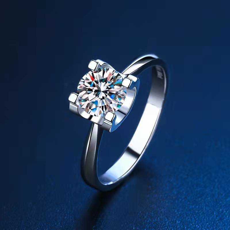 

Original designer Carti Classic Four Claw Ox Head Mosonite Diamond Wedding Ring Female 925 Sterling Silver Pt950 Three claw Closed