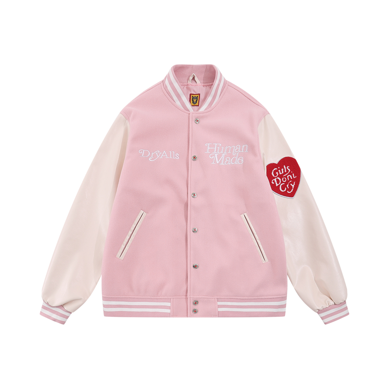 

Jacket Men Women Embroidered Jackets Patchwork Coat, Red