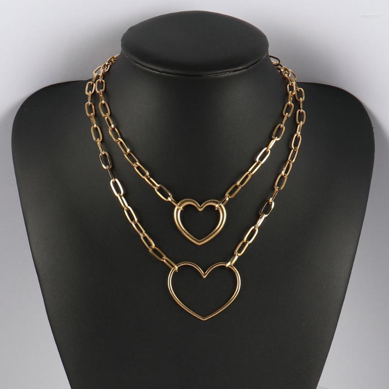 

Chains Stainless Steel Thick Chain Necklace Arrival Heart Pendant For WomenPunk Fashion Clavicle NecklaceChains Gord22