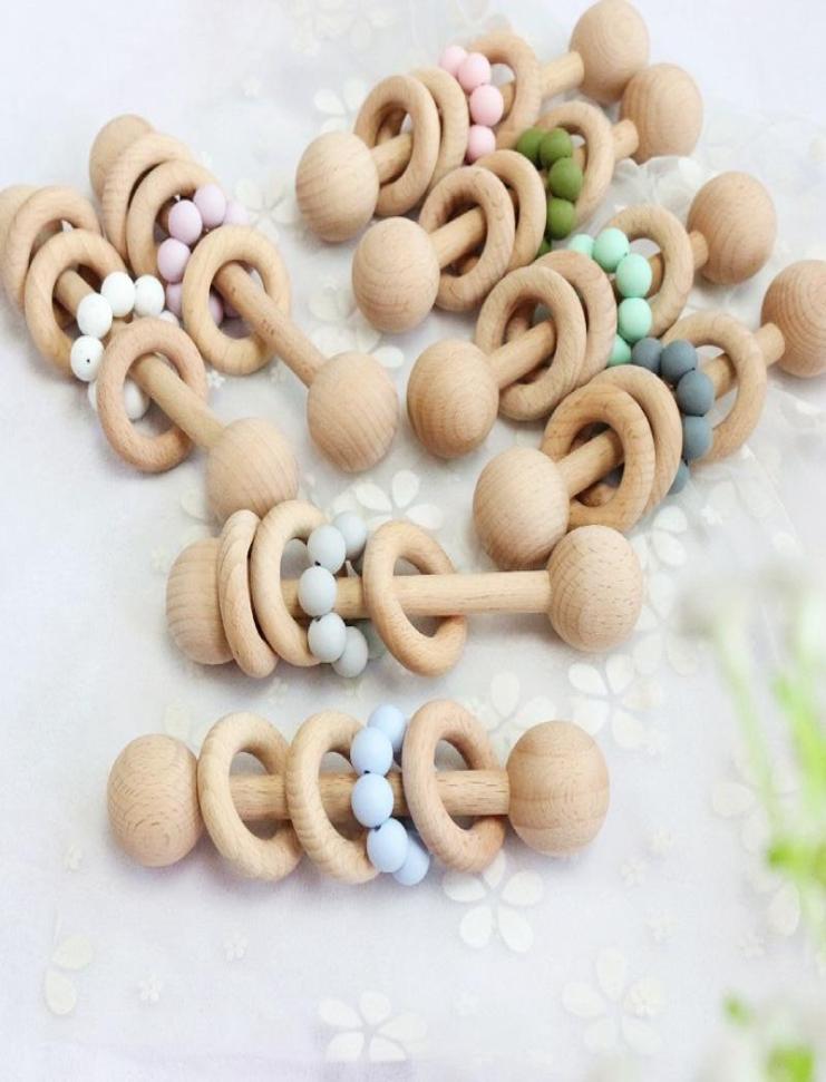

Baby Teether Toys Beech Wooden Rattle Wood Teething Rodent Ring Silicone Beads Chew Play Gym Stroller Toy Shower Gift6895937