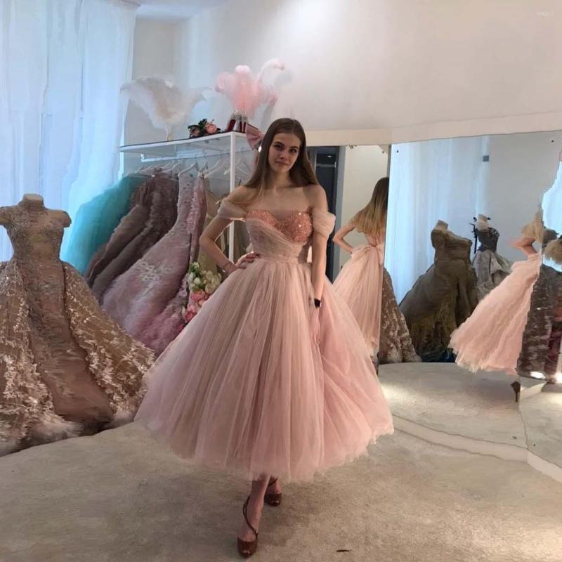 

Party Dresses Pink Sweet Homecoming Sweetheart Puff Cap Sleeves Tulle Ball Gown Crystals Bows Ankle Length Women Prom Evening Gowns, Black