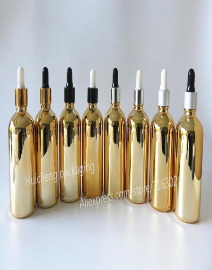 

10 X High quality 100ml gold glass dropper bottleHigh temperature gold plated glass vial100cc Thick Glass Bottle2778087