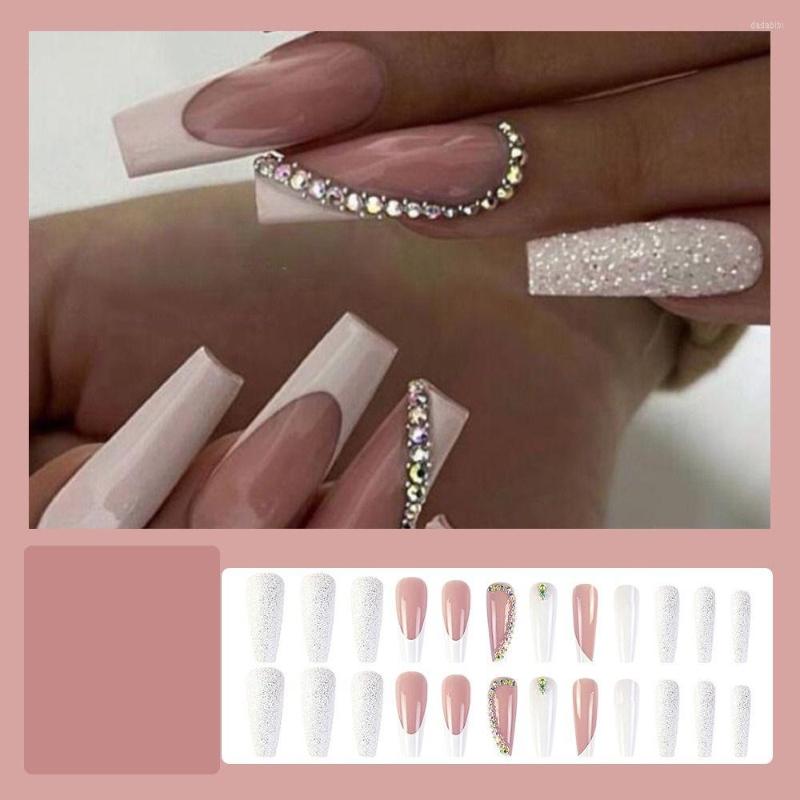 

False Nails Detachable DIY Full Cover French Press On Fake Medium Length Square Head T-shape, White